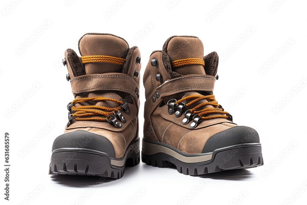 men's winter boots with corrugated soles isolated on white background. men's winter boots with corrugated soles isolated on white background.