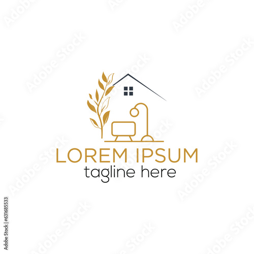 Home decor interior with chair indoor plant and home light logo design furniture design logotype