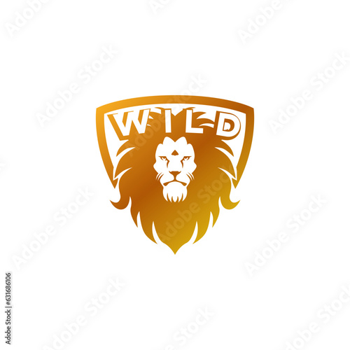 lion emblem logo design with text of WILD