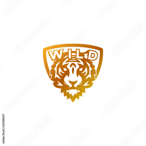 Tiger emblem logo design with text of WILD