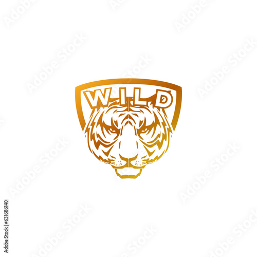 Tiger emblem logo design with text of WILD