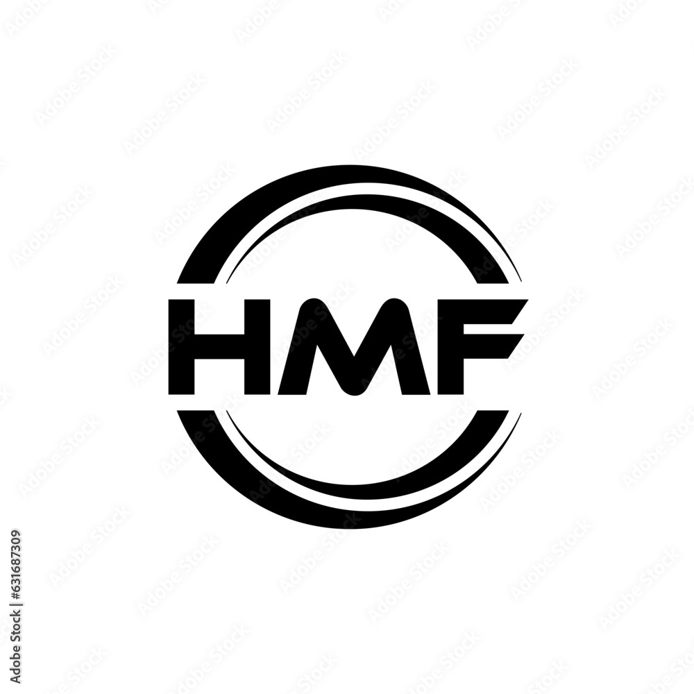 HMF letter logo design with white background in illustrator, vector logo modern alphabet font overlap style. calligraphy designs for logo, Poster, Invitation, etc.