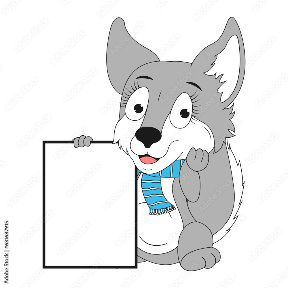 Fototapeta premium cute wolf animal cartoon illustration