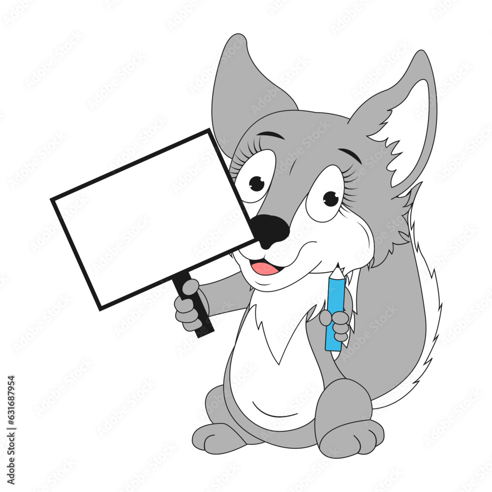Obraz premium cute wolf animal cartoon illustration