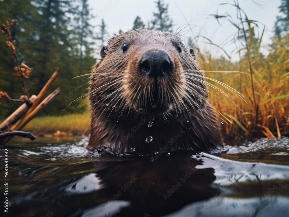 Beaver in its Natural Habitat, Wildlife Photography, Generative AI Beaver in its Natural Habitat, Wildlife Photography, Generative AI