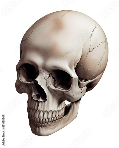 Human skull airbrush painting photo