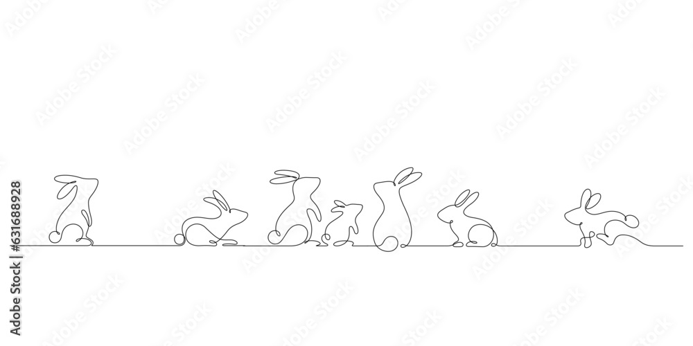 rabbit family celebrate mid autumn festival minimalist style one line decorative