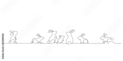 rabbit family celebrate mid autumn festival minimalist style one line decorative