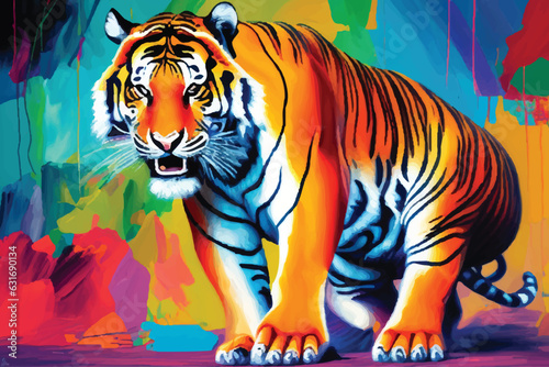 painting abstract tiger vector watercolor hand painted  Generative AI illustration. © jianghaistudio