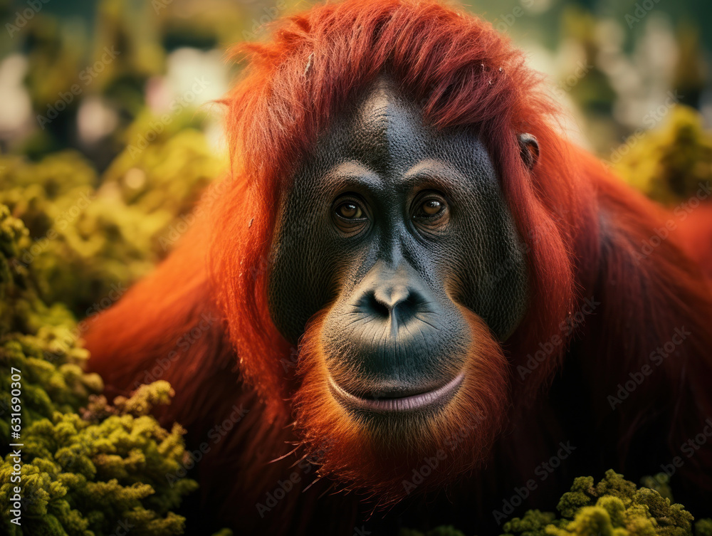 Orangutan in its Natural Habitat, Wildlife Photography, Generative AI Orangutan in its Natural Habitat, Wildlife Photography, Generative AI