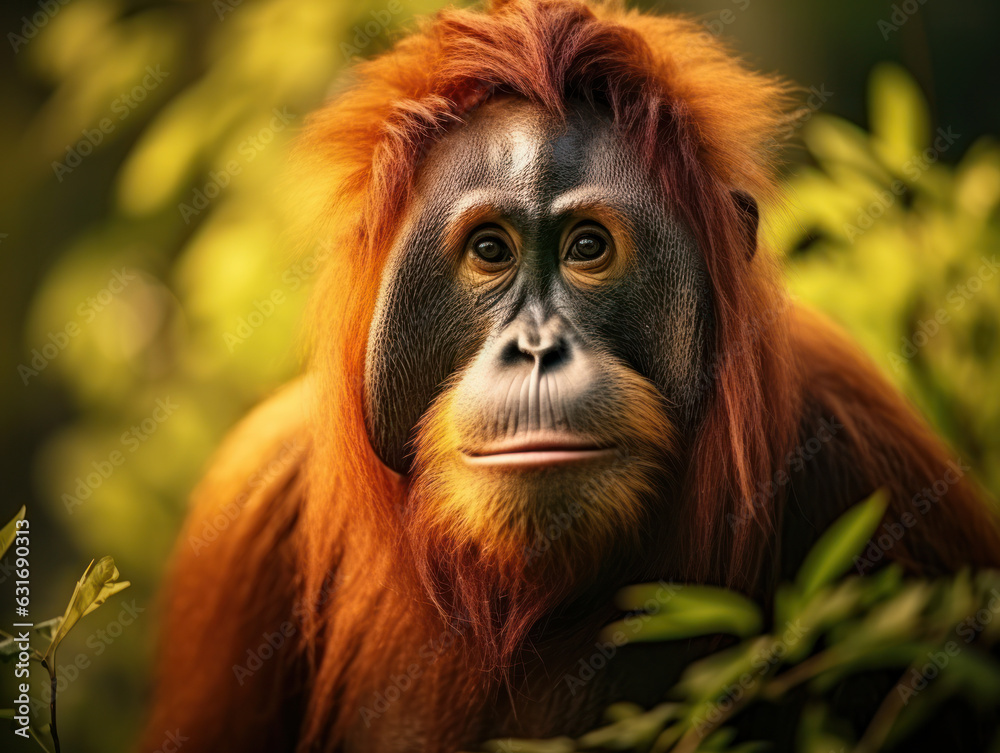 Orangutan in its Natural Habitat, Wildlife Photography, Generative AI Orangutan in its Natural Habitat, Wildlife Photography, Generative AI