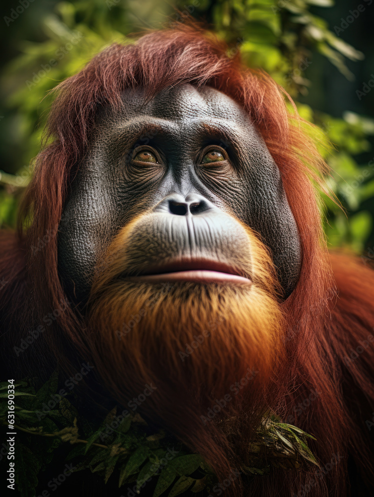 Orangutan in its Natural Habitat, Wildlife Photography, Generative AI Orangutan in its Natural Habitat, Wildlife Photography, Generative AI