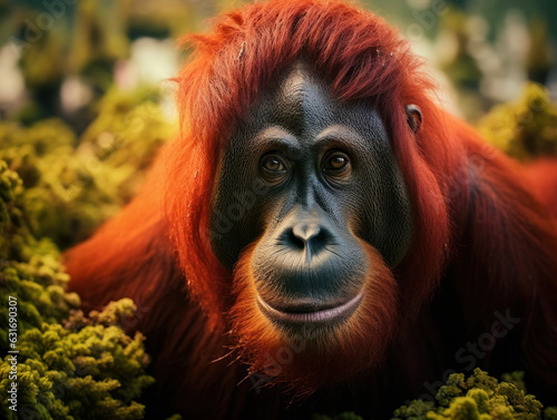 Orangutan in its Natural Habitat, Wildlife Photography, Generative AI © Vig