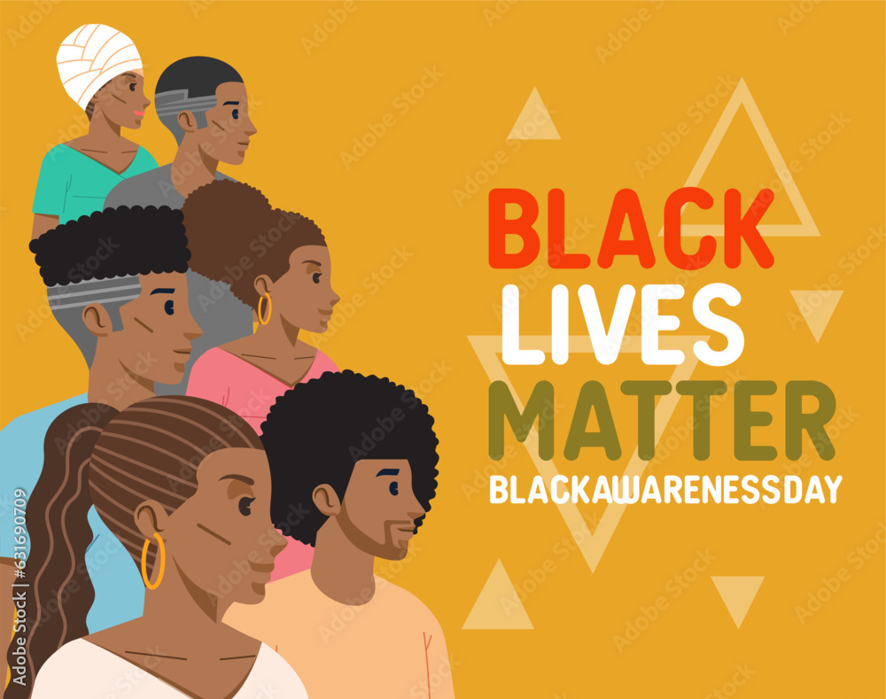 All Races Matter Police Group of people man and woman Black lives matter campaign poster banner ...