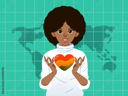 Woman Black lives matter campaign poster banner illustration support black people to gain equal rights, human unity of different races, Stop racism