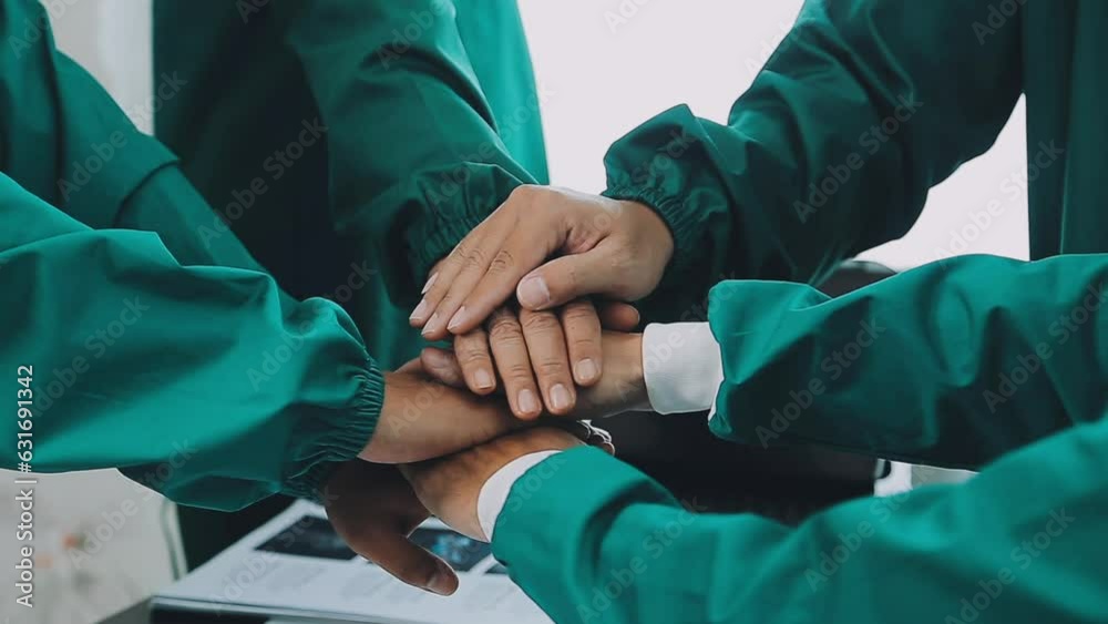 Team of doctors and businesswoman having a meeting in medical office Team of doctors and businesswoman having a meeting in medical office
