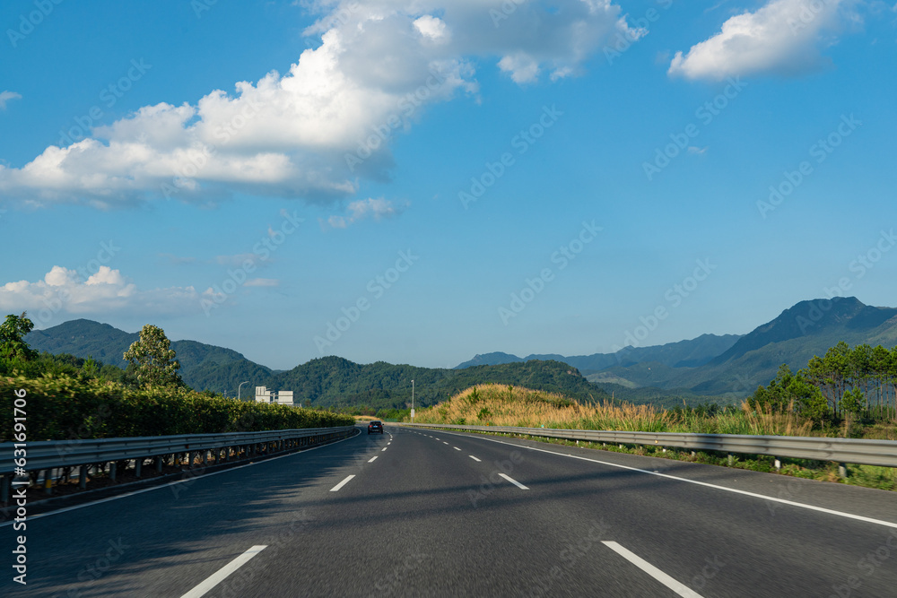 highway road and green forest with mountain nature landscape