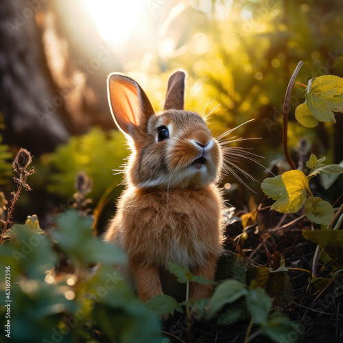 Rabbit in its Natural Habitat, Wildlife Photography, Generative AI