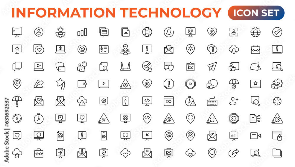 Information technology linear icons collection.Outline icon.