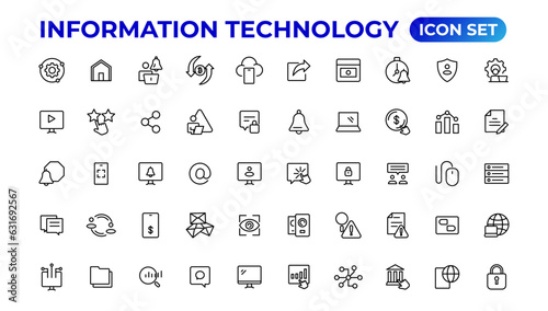 Information technology linear icons collection.Outline icon.