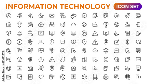 Information technology linear icons collection.Outline icon.