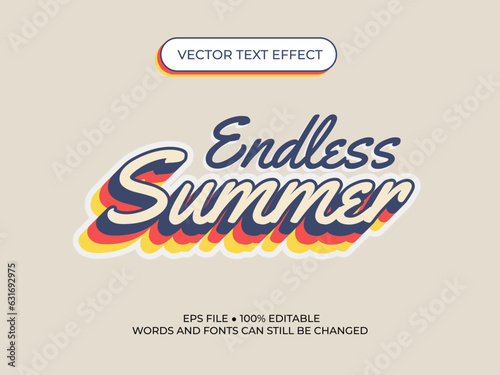 3d vintage text effect, endless summer text effect