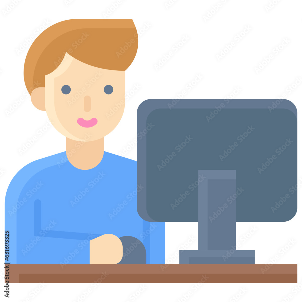 Man using computrer icon, An avatar that is related to education Man using computrer icon, An avatar that is related to education