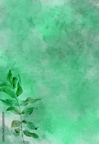 greenery watercolor background on sage green