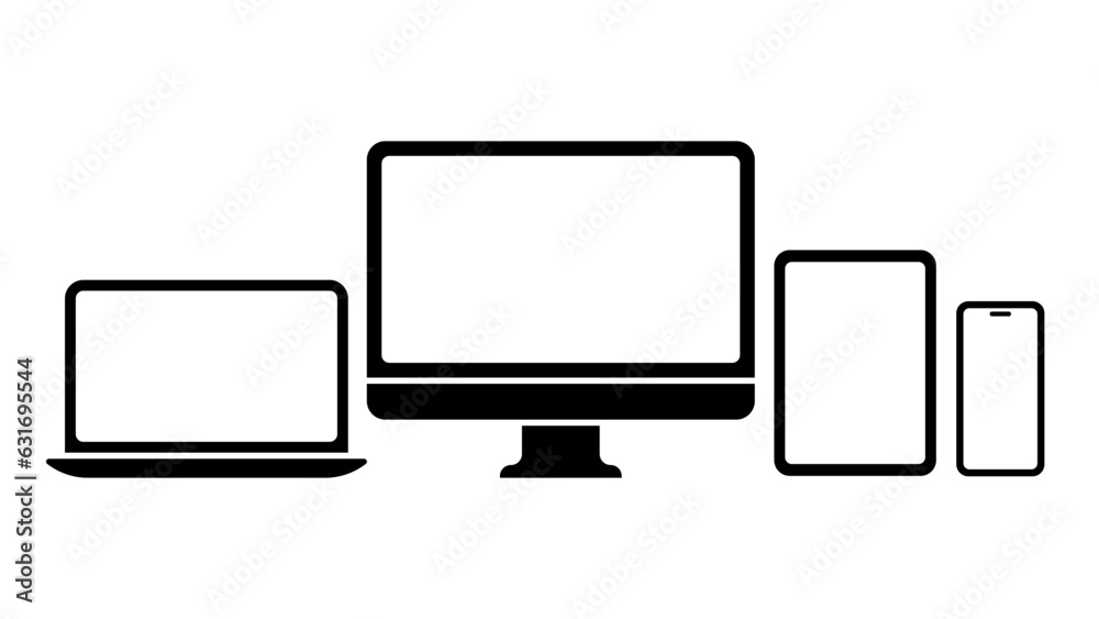 Vector Gadget Symbols Set Computer, Laptop, Smartphone, Tablet Vector Gadget Symbols Set Computer, Laptop, Smartphone, Tablet