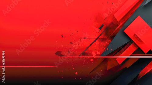 Bold Red Background with Black Line and Shapes: Creative and Dynamic Speed and Motion Background for Banner, Logo, and Flyer.  AI Generated