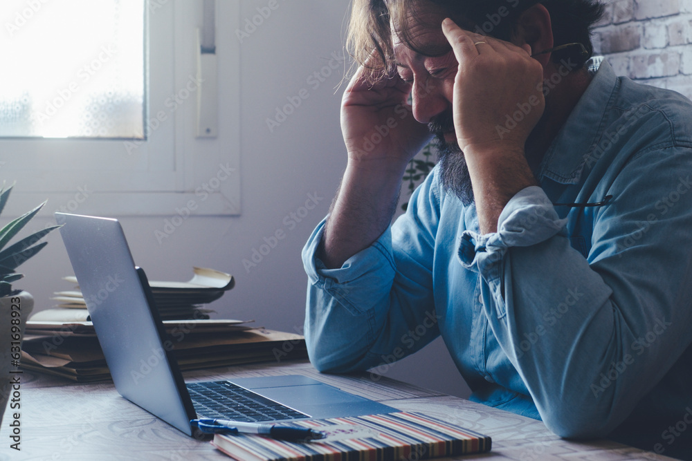 Migraine headache unhealthy condition for stress and overworking on ...