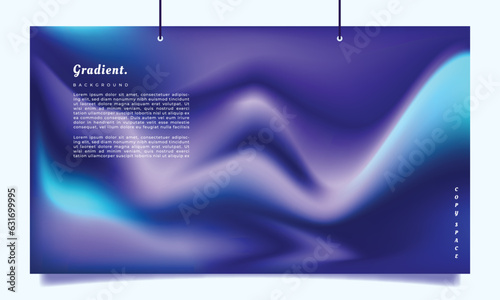 Blue fluid gradient mesh background template copy space. Dynamic color gradation backdrop design for poster, banner, landing page, presentation, cover, or magazine.