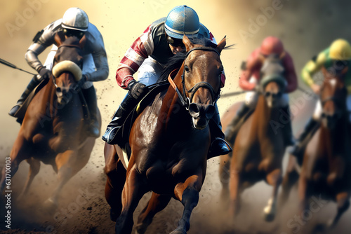 Photographie horse race concept, AI generated