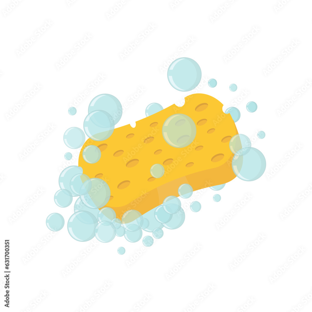illustration of a sponge on a white background, sponge foam bubbles