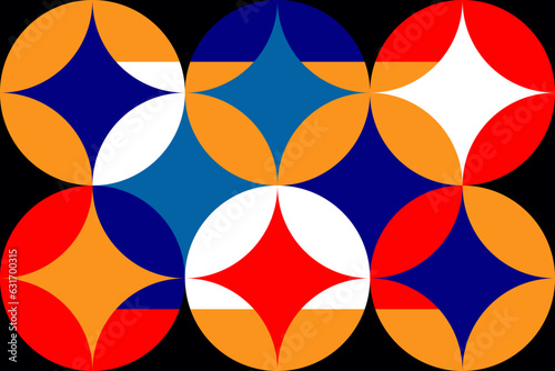 Carteles horizontales geométrico con formas de estrellas y círculos, patron vectorial abstracto