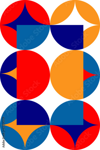Carteles geométricos estilo bauhaus de colores, patron geométrico para pared, libro, portada o poster