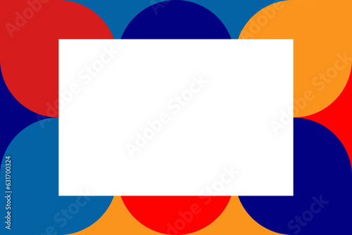 Vector geométrico horizontal de colores bauhaus con cuadrado blanco en el medio,.