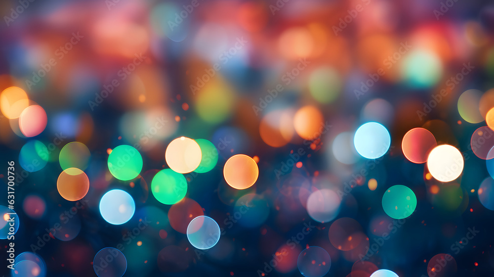 Bokeh Abstract Background with Glitter Christmas Lights. Blurred Soft vintage colored