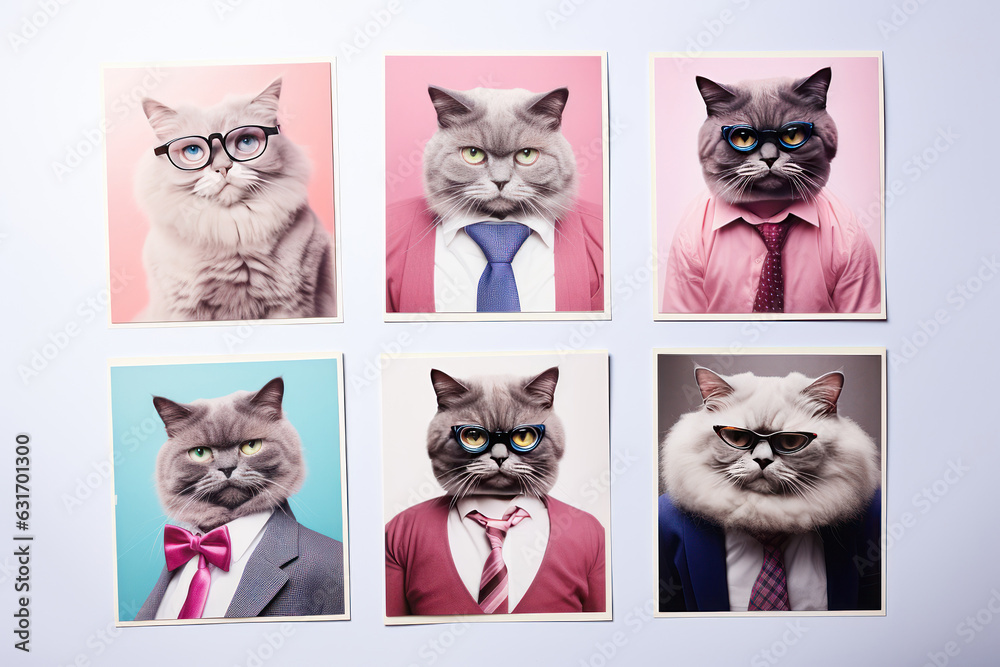 Fototapeta premium Postcards for the international cat day on August 8. AI generated
