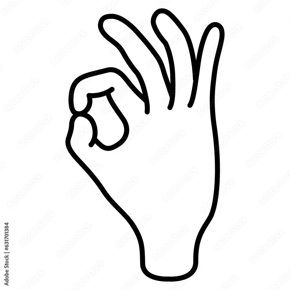Obraz premium Ok hand gestures line icon