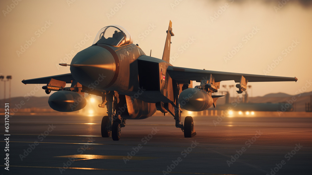 Fototapeta premium plane at sunset