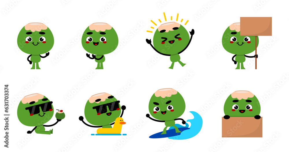 © Mohha Stock - illustration set of funny coconut mascot vector. summer cute mascot. cartoon mascot summer vibes. © Mohha Stock - illustration set of funny coconut mascot vector. summer cute mascot. cartoon mascot summer vibes.