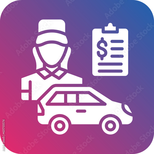 Vector Design Car Saleswoman Icon Style