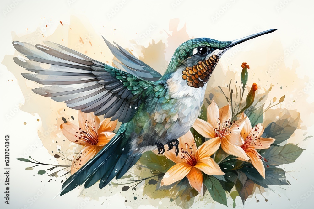 Obraz premium Watercolor leaves vector graphic with empty space on white background, Generated with AI