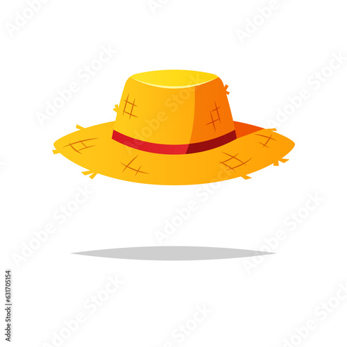 Straw hat vector isolated on white background.