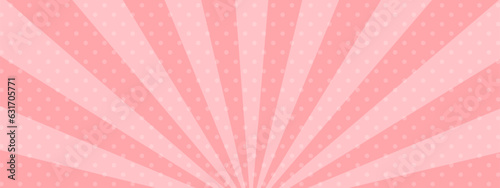 かわいいポップなドットの集中線　 ピンク　ベクター　背景　横　横長  ワイド