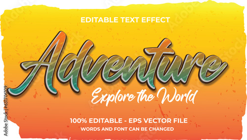 Adventure with sunset yellow background text effect editable