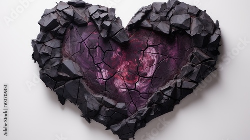 Aerial of Heart Carved in Coal and Abstract Scagliola, Dark Pink & Purple, Light Magenta & Black photo