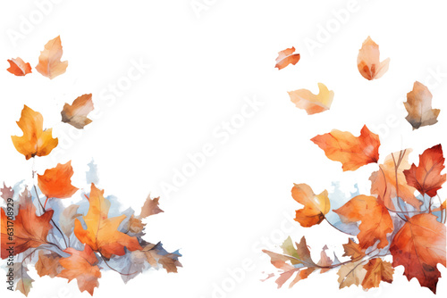 watercolor set vector illustration of autumn theme frame isolate on white background