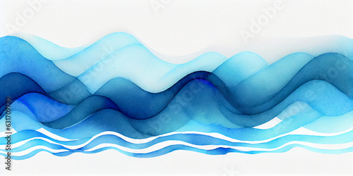 Abstract wavy lines, water wave background, blue isolated wavy boarder for copy space text. Curvy teal lines e flowing motion web banner, backdrop. Pool, ocean waves cartoon graphic for summer travel  photo